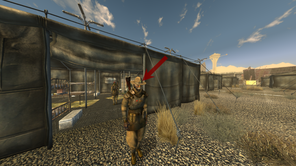 Corporal Sterling just outside the First Recon tent | Fallout: New Vegas