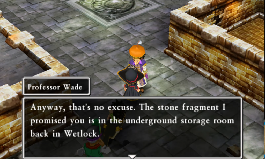 Professor Wade will tell you to go back to Wetlock and pick your reward | Dragon Quest VII