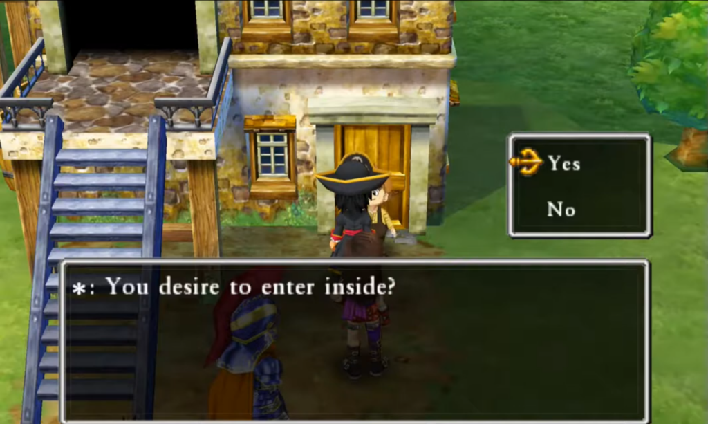 Answer correctly to the kid and he’ll let you enter | Dragon Quest VII