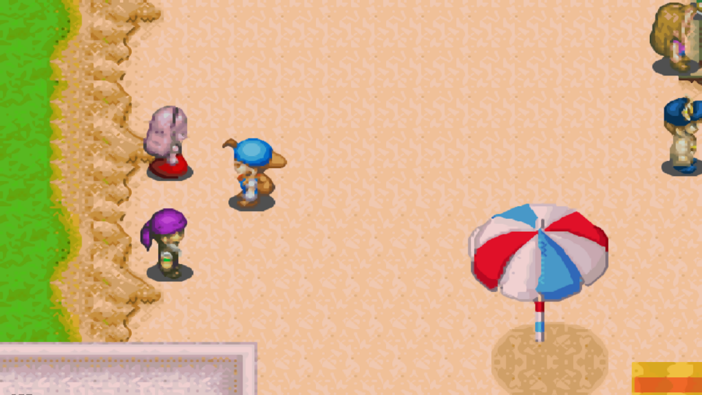 Kai and Popuri waiting at the beach for the Fireworks Festival | Harvest Moon: Friends of Mineral Town
