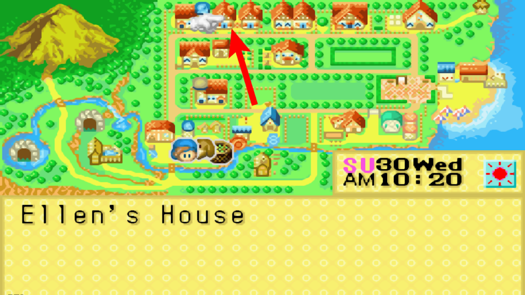 Location of Ellen’s house in the world map | Harvest Moon: Friends of Mineral Town