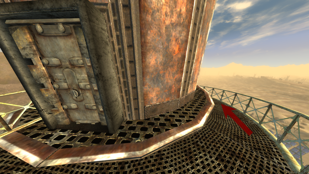 Metal walkway leading to the level below | Fallout: New Vegas