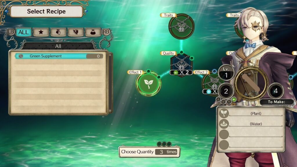 Empel showing how to synthesize a Green Supplement | Atelier Ryza: Ever Darkness & the Secret Hideout 