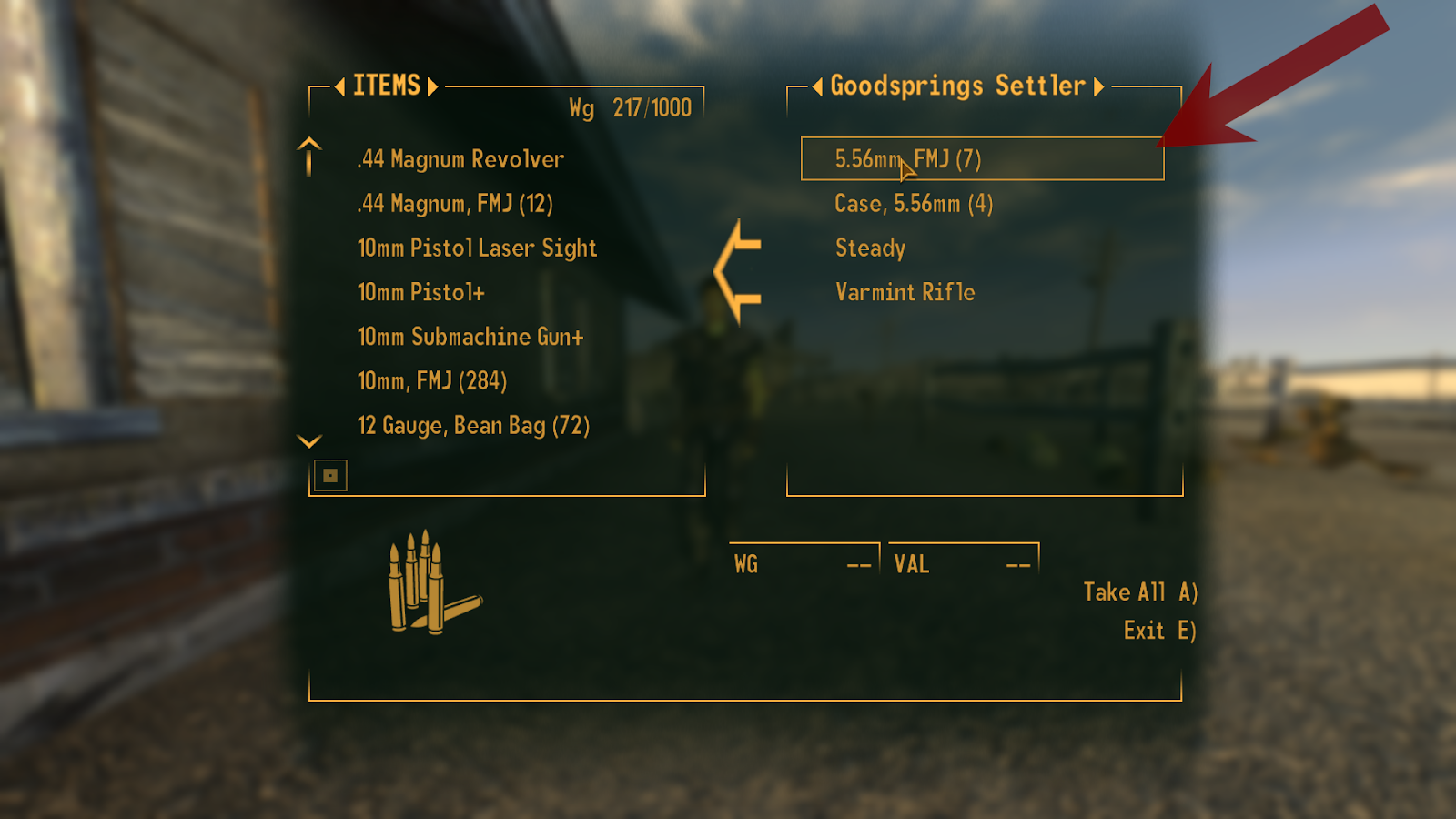 Ammo in the NPC’s inventory | Fallout: New Vegas