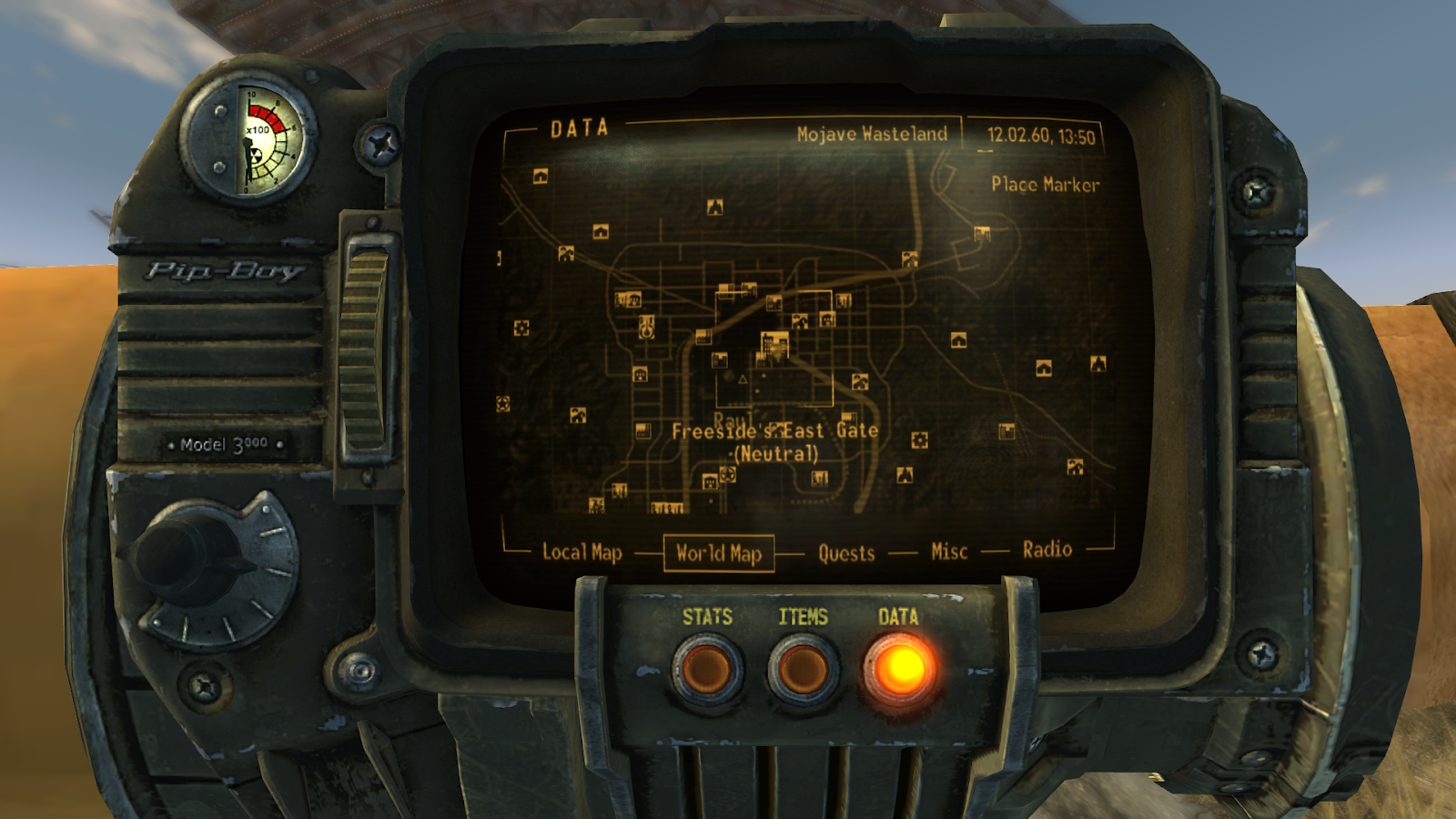 Freeside’s East Gate on the world map | Fallout: New Vegas