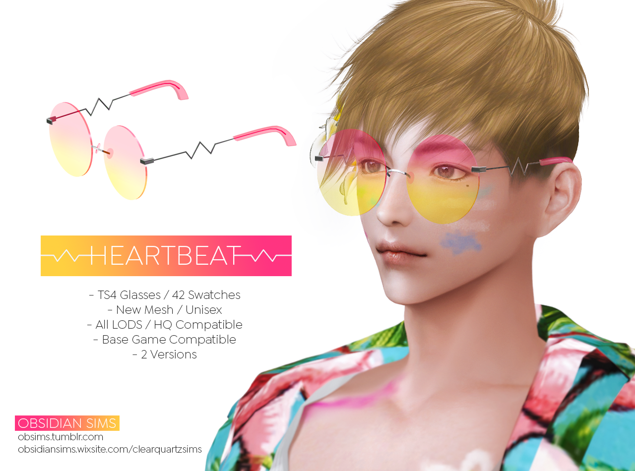 Heartbeat Glasses by Obsidian Sims