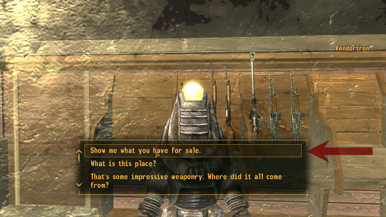 Dialogue choice that opens the trading window | Fallout: New Vegas