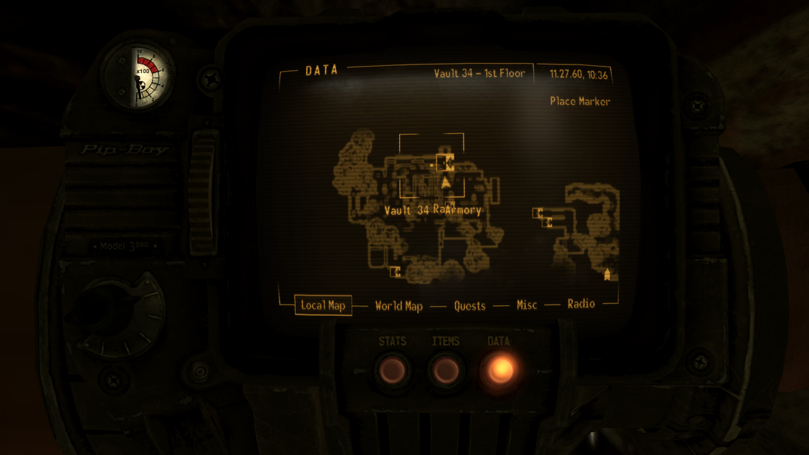 Location of the Armory entrance on the Local Map | Fallout: New Vegas