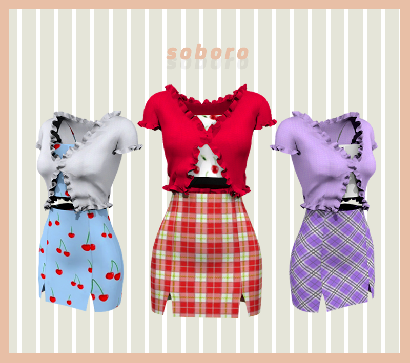 Cute Ruffle Cardigan Slit Skirts by soboro
