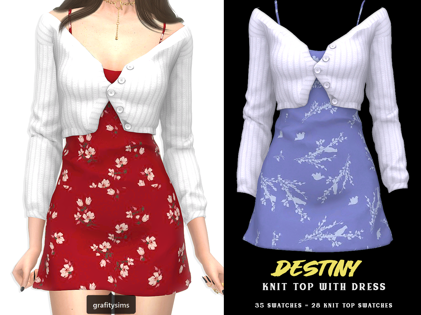Destiny Knit Top with Dress by Grafity-cc