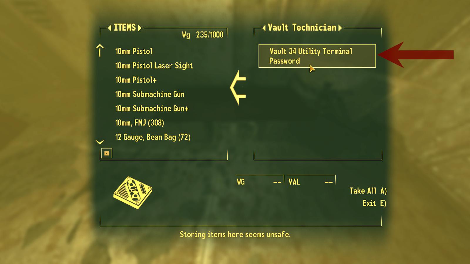 Password on the Glowing One’s Corpse | Fallout: New Vegas