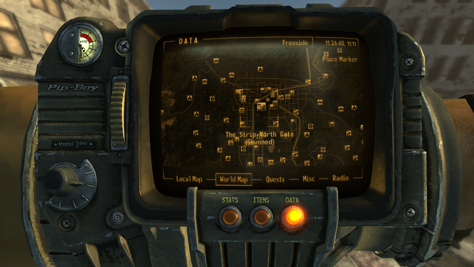 The Strip North Gate on the world map | Fallout: New Vegas