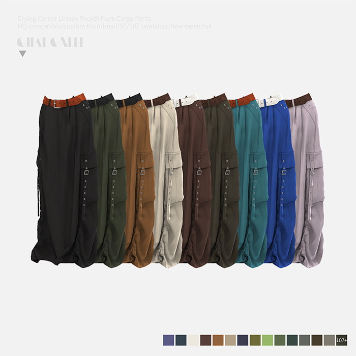 Crying Center Unisex Pocket Flare Cargo Pants by Charonlee SIMS