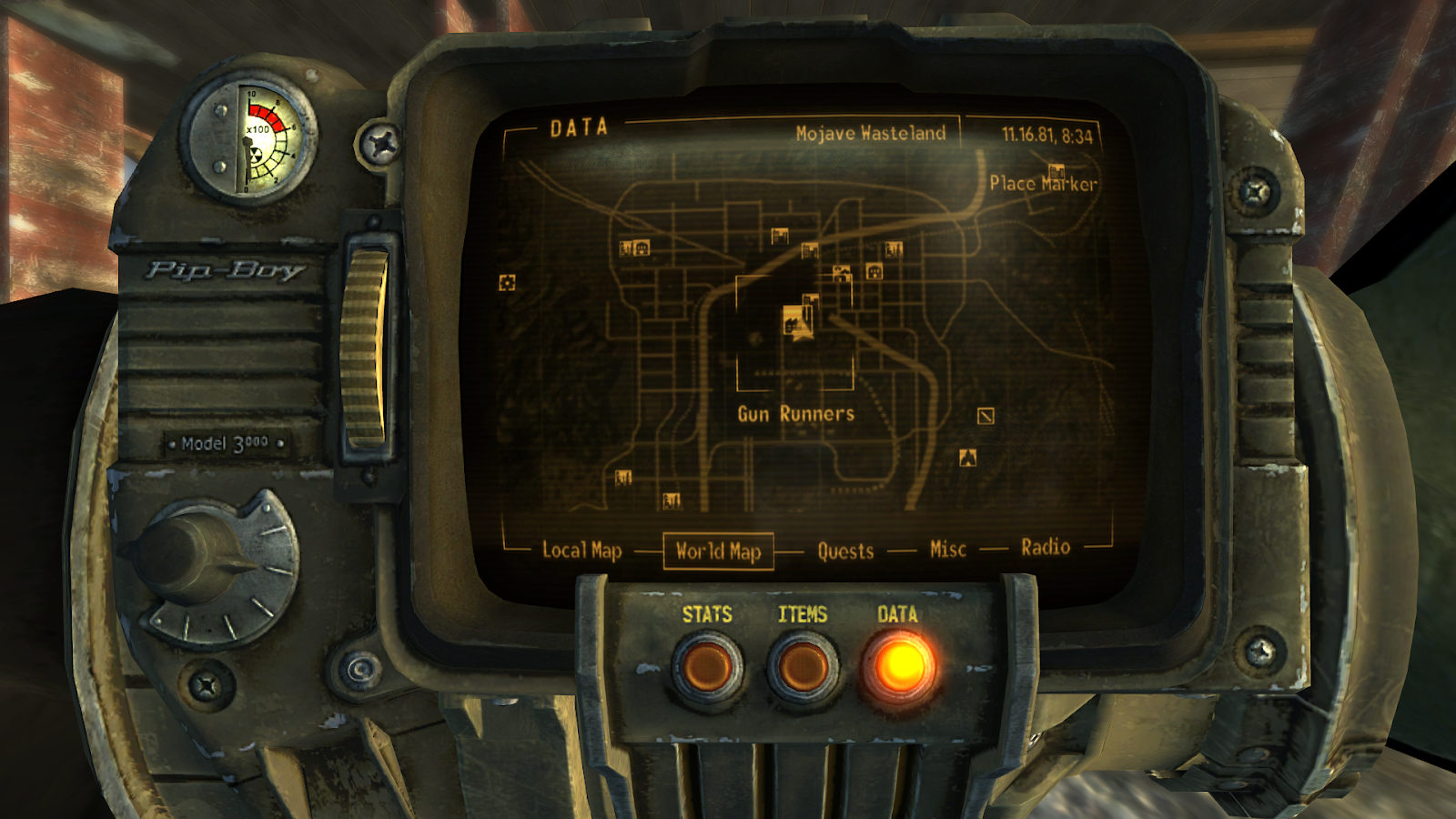 Gun Runners kiosk on the world map | Fallout: New Vegas