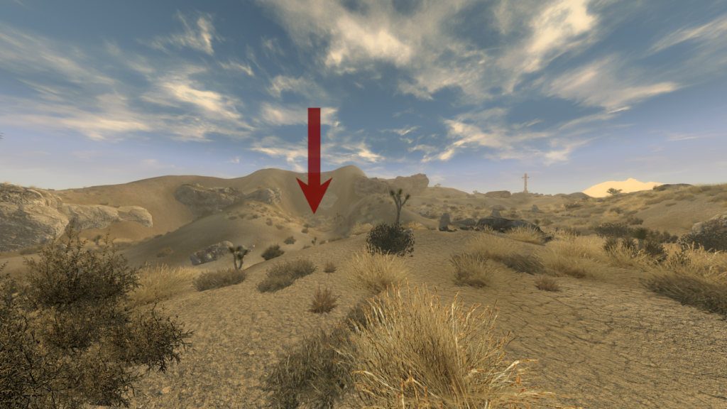 Radscorpion nest from afar. Yangtze Memorial can be seen to the right | Fallout: New Vegas