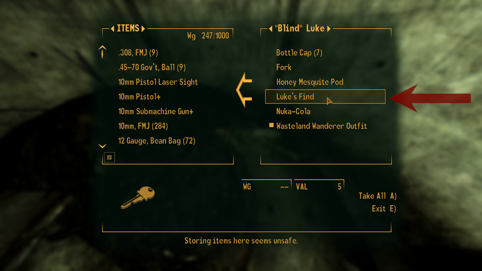 Luke’s Key on the prospector | Fallout: New Vegas