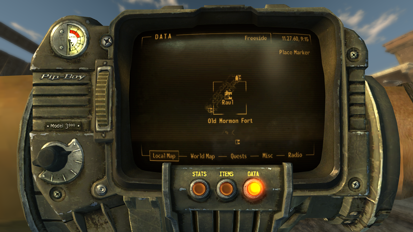 Old Mormon Fort on the local map | Fallout: New Vegas