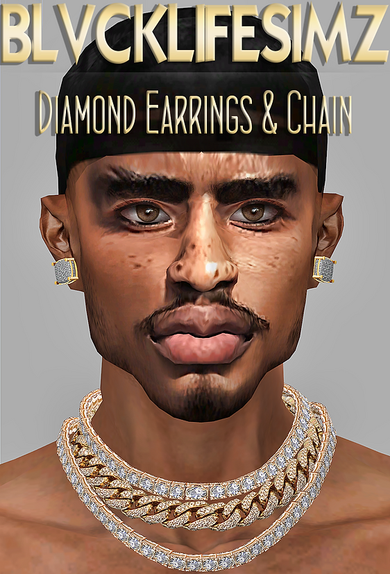Diamond Earrings and Chain by BLVCKLIFESIMZ