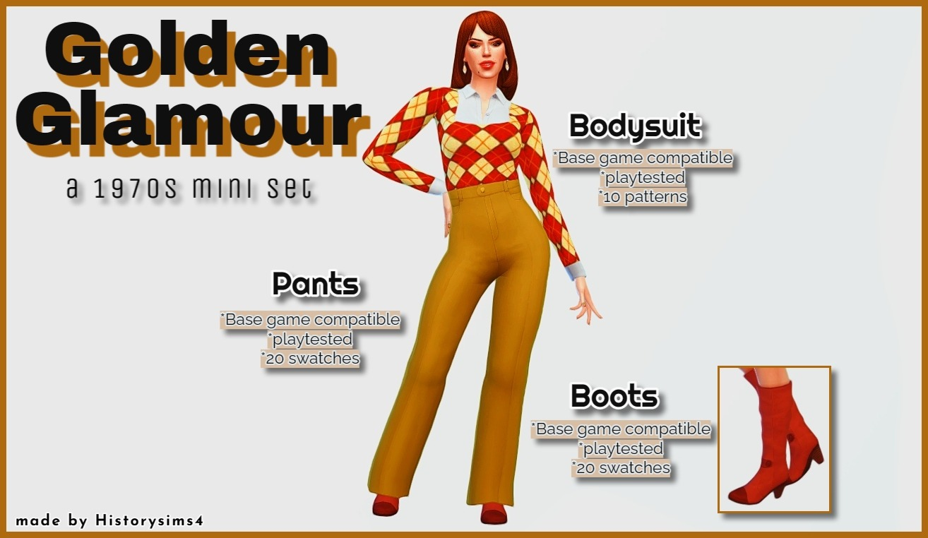 Golden Glamour - A 1970s Mini Set by historysims4